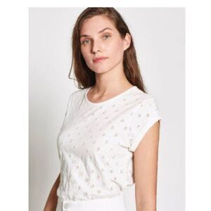 JOIE Dakara Eyelet Top Womens Large Porcelain White Short Sleeve Cottage Blouse